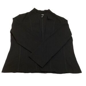 Eileen Fisher Black Knit Open Front Cardigan Jacket Minimalist